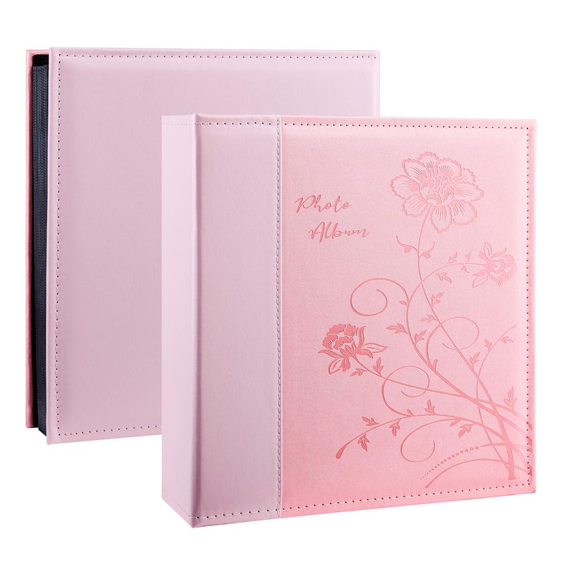Artmag Photo Picutre Album 4x6 500 Photos, Extra Large Capacity Leather Cover Wedding Family Photo Albums Holds 500 Horizontal and Vertical 4x6 Photos with Black Pages(Pink) - Image 1